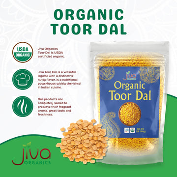 Jiva Organic Toor Dal Kori, Unoily, Madhi 2 Pound Bag - Indian Split Pigeon Peas - Non-Gmo, Vegan