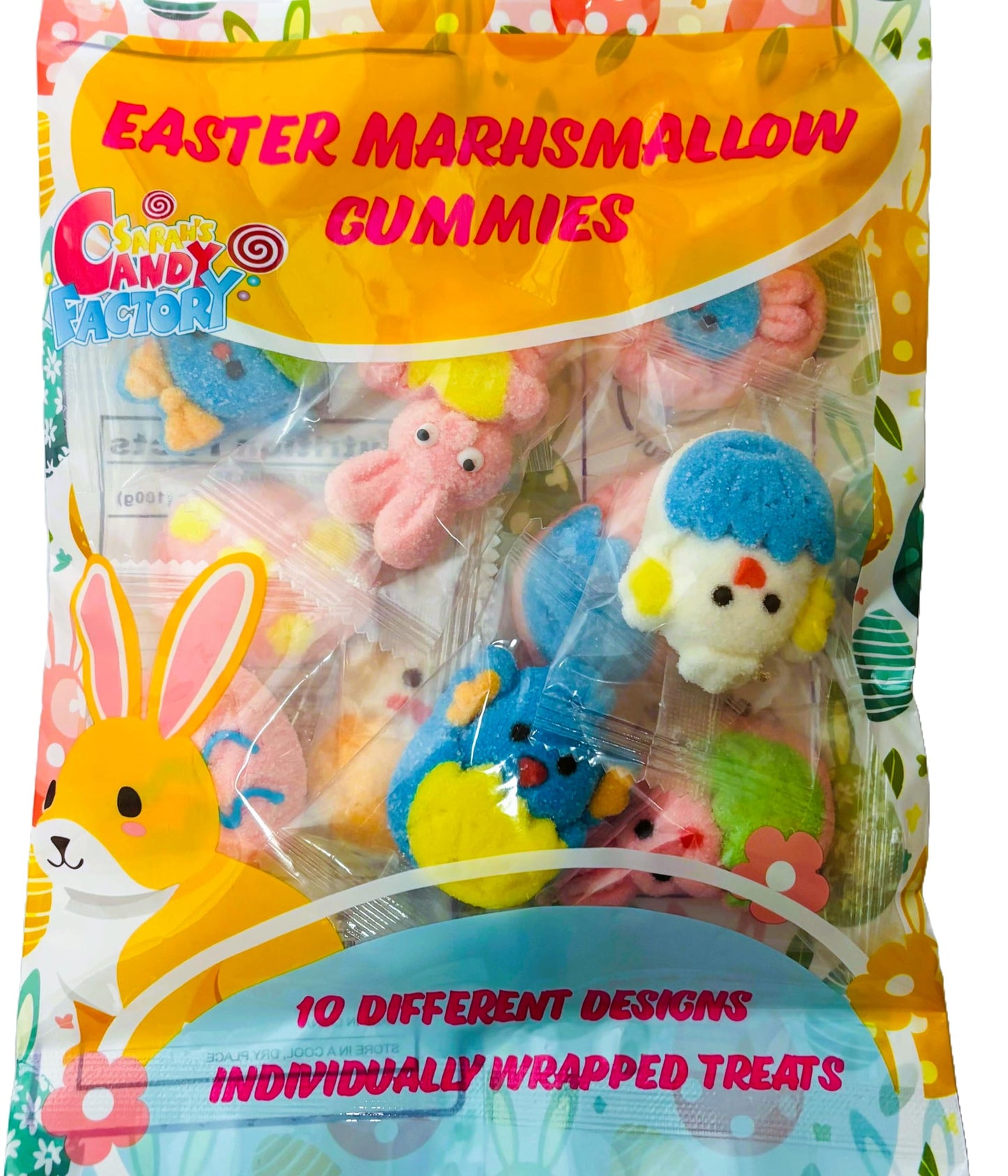 Easter Marshmallow Gummies - 10 Fun Designs, 6-Pack, Total 60 Individually Wrapped Gummies - Gluten-Free & Dairy-Free, Perfect F