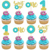 24 PCS Sweet One Donut Cupcake Toppers Glitter Donut One Cupcake Picks Donut First Birthday Party Decoration for Sweet Donut The