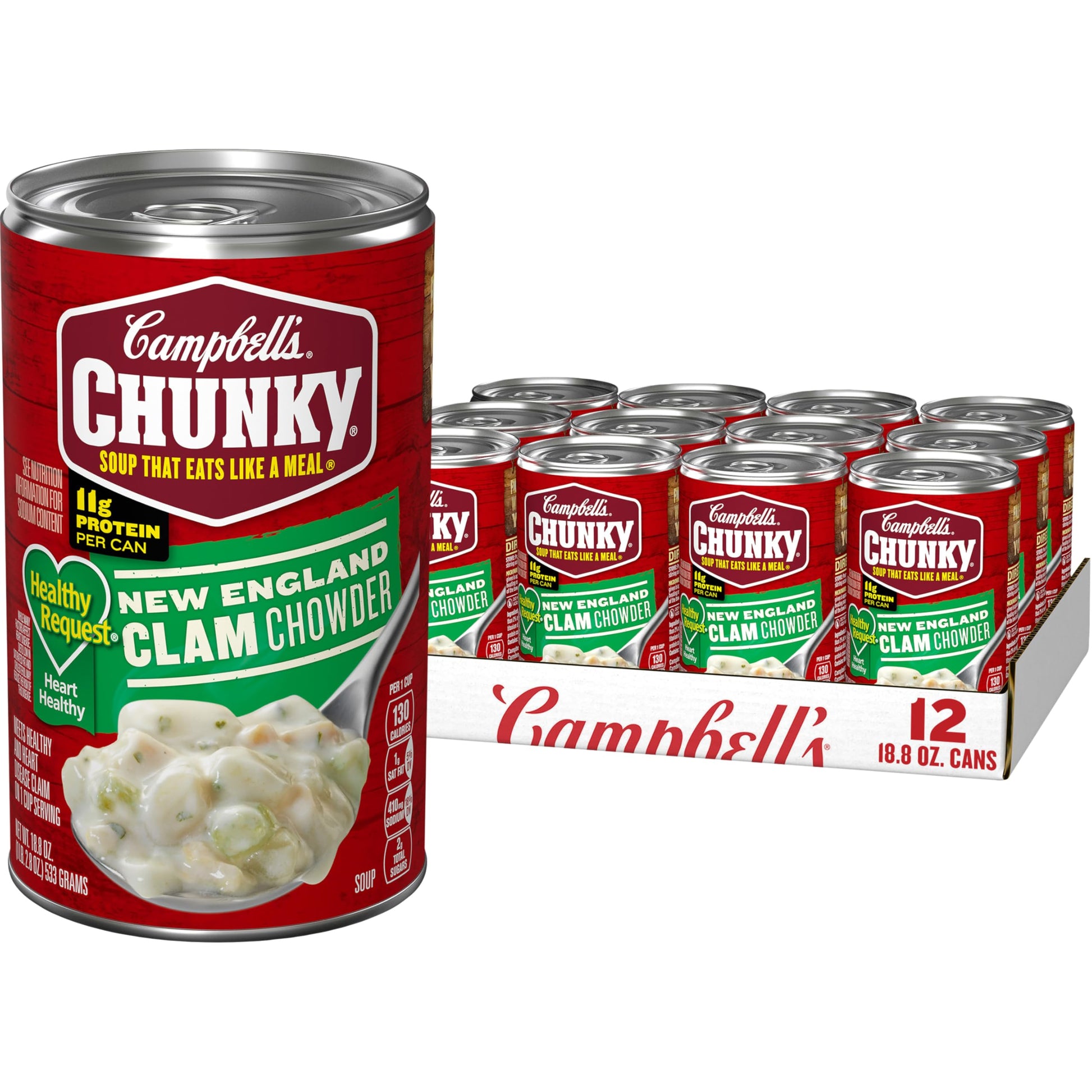 Campbell s Chunky Soup, Healthy Request New England Clam Chowder, 18.8 Ounce Can (Case Of 12)