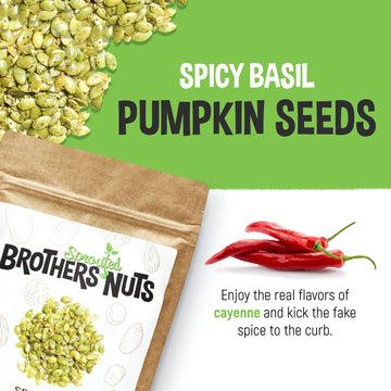 Brothers Sprouted Nuts Spicy Basil Pumpkin Seeds Gluten-Free Vegan Snacks 2 oz