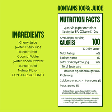 REVL FRUITS 100% Juice Tart Cherry, No Added Sugar, 32 Fl Oz Carton
