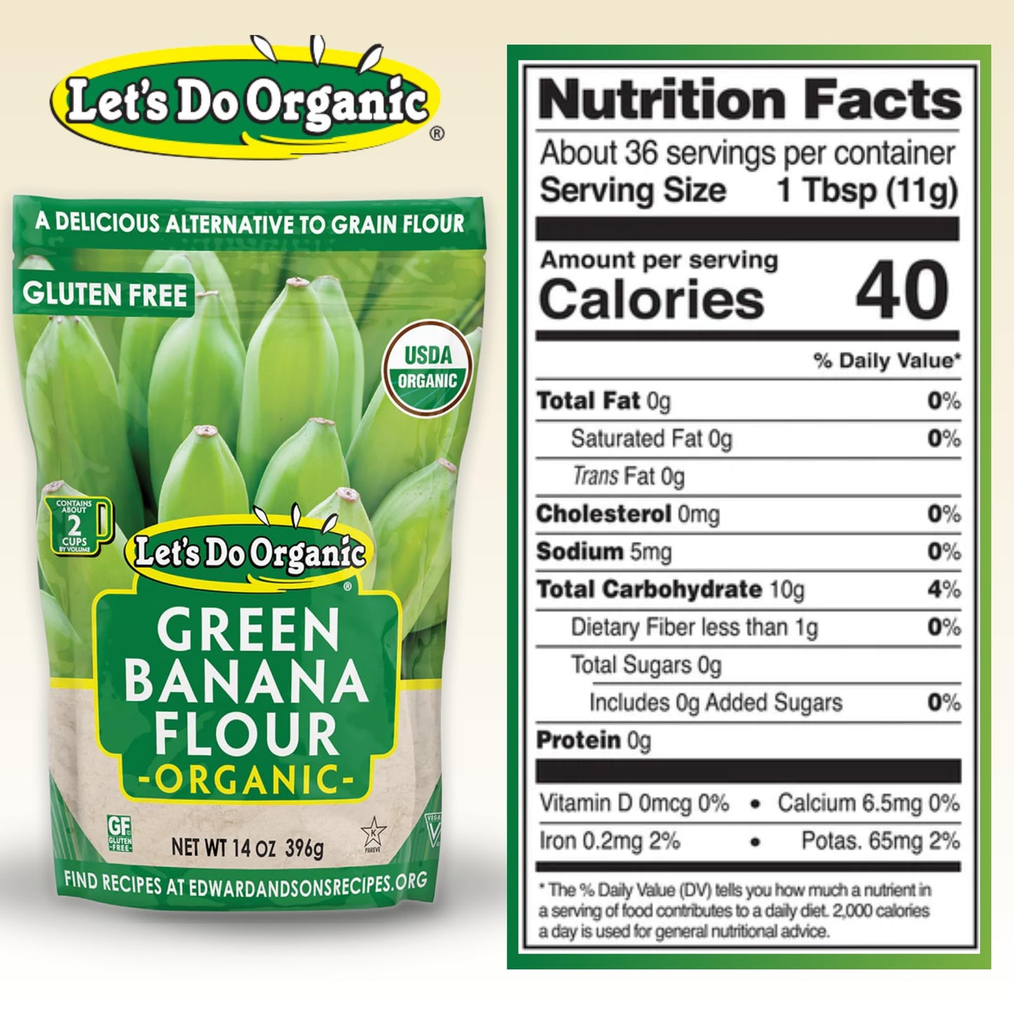 Let's Do Organic Green Banana Flour, 14 Oz - Gluten Free, Non-GMO, Versatile Grain Replacement, Rich in Resistant Starch