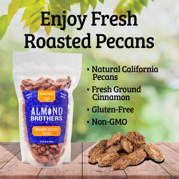 Almond Brothers Cinnamon Roasted Pecans - Gluten-Free, Non-Gmo, Candied Pecans, Gourmet Pecan Snack - 2 Lb Bag