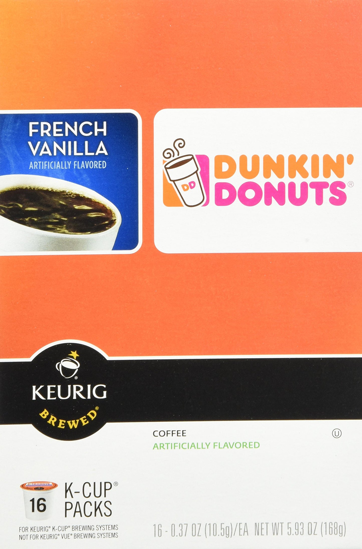 Dunkin Donuts French Vanilla Coffee K-Cups - 32 Pack, 16 Count (Pack of 2), Orange