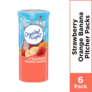 Crystal Light Strawberry Orange Banana Drink Mix (24 Pitcher Packets, 4 Canisters of 6)