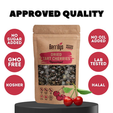 Dried Cherries, Unsweetened, Tart, Berrilys,16 Oz, Pitted, Kosher, Unsulfured, Sour, No Added Sugar, No Preservatives, No Oil, N