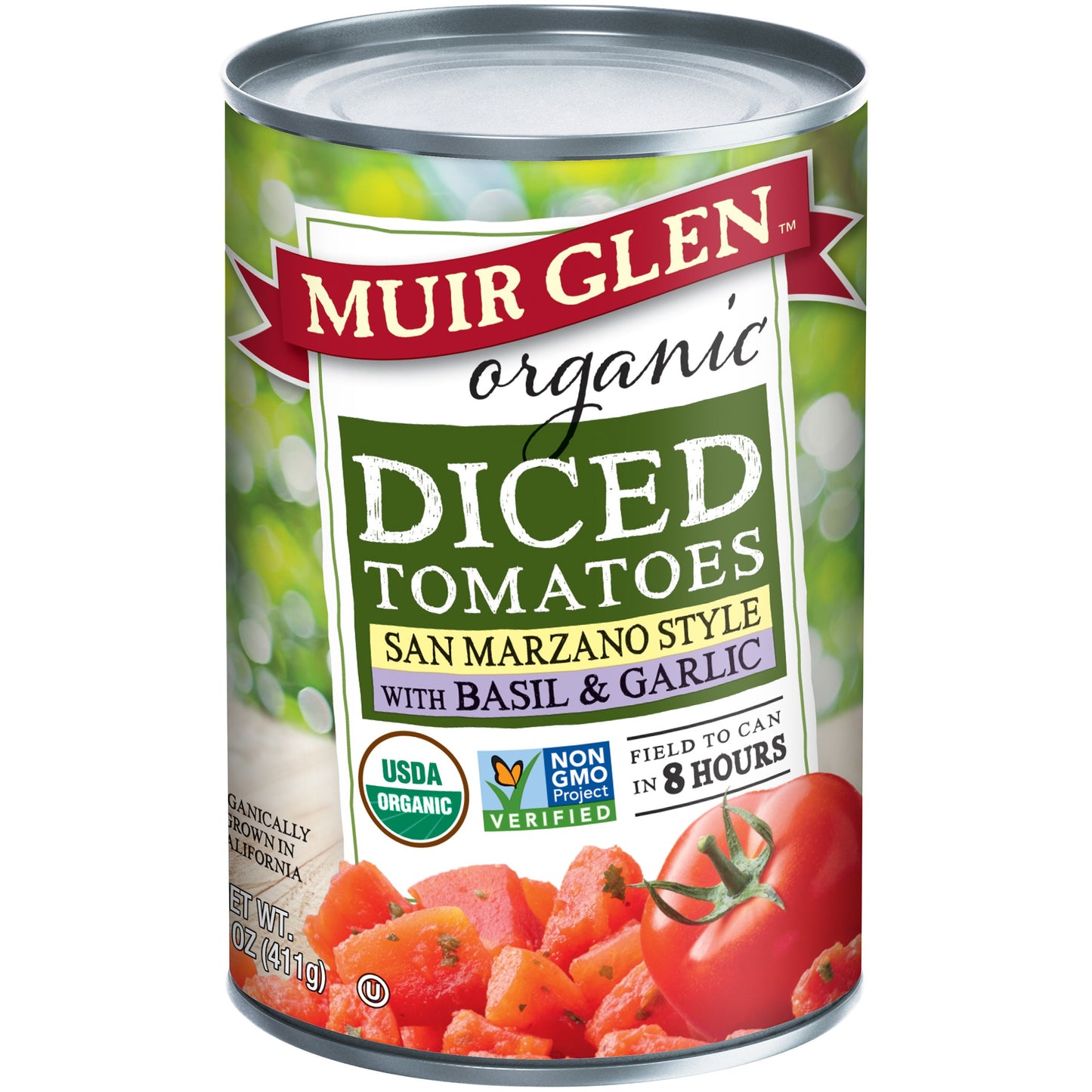 Muir Glen Organic Diced Tomatoes With Basil And Garlic - 14.5 Fl Oz