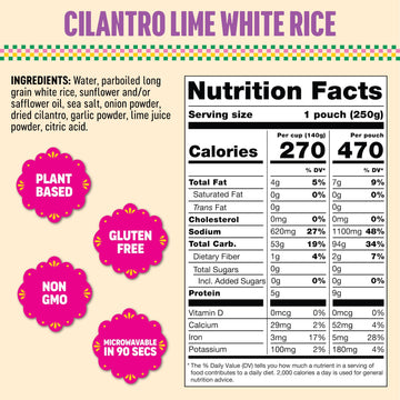 SOMOS Cilantro Lime White Rice - Gluten Free, Non-GMO, Vegan & Microwavable Meals Ready to Eat - Delicious, Healthy & Convenient
