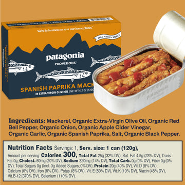 Patagonia Provisions Spanish Paprika Wild Mackerel | Responsibly Sourced In Spain | 20G Protein & Gluten Free | 10-Pack