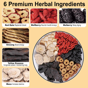 Ginseng Five Treasures Tea Kidney Tea- Wubao Tea Ginseng Six Treasure Tea, Ginseng Red Date Chinese Herbal Tea, Kidney Cleanse D