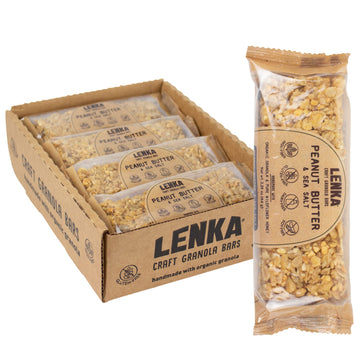 Lenka Handmade Craft Granola Bars - Peanut Butter With Sea Salt Gluten Free High Fiber - Sweet & Salty Chewy Organic Granola Bar
