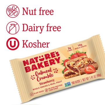 Nature'S Bakery Oatmeal Crumble Bars, Strawberry, Real Fruit, Vegan, Non-Gmo, Breakfast Bar, 7 Boxes With 12 Bars, 84 Count