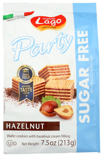 Gastone Lago Party Wafers Cookies 7.5 Oz, 213G (Hazelnut Sugar Free, 2-Pack)