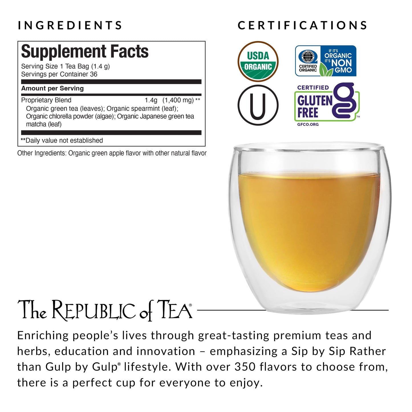 The Republic of Tea Tea Detox Green Organic, 36 Count, Model VC-a3-68265