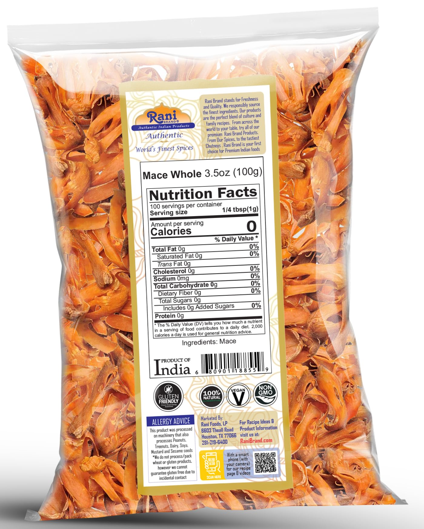Rani Mace Whole (Javathri), Spice 3.5Oz (100G) ~ All Natural | Vegan | Gluten Friendly | Non-Gmo | Indian Origin