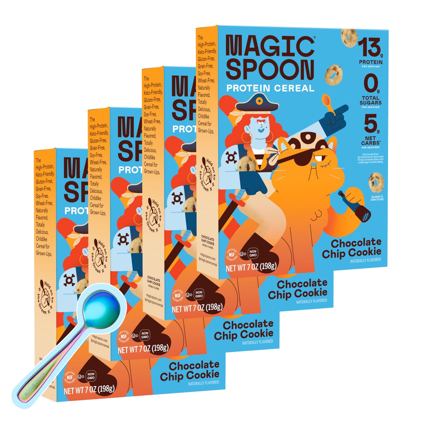 Magic Spoon Cereal, Variety 6-Pack of Cereal + Spoon - Keto & Low Carb Lifestyles, Gluten & Grain Free, High Protein, 0g Sugar