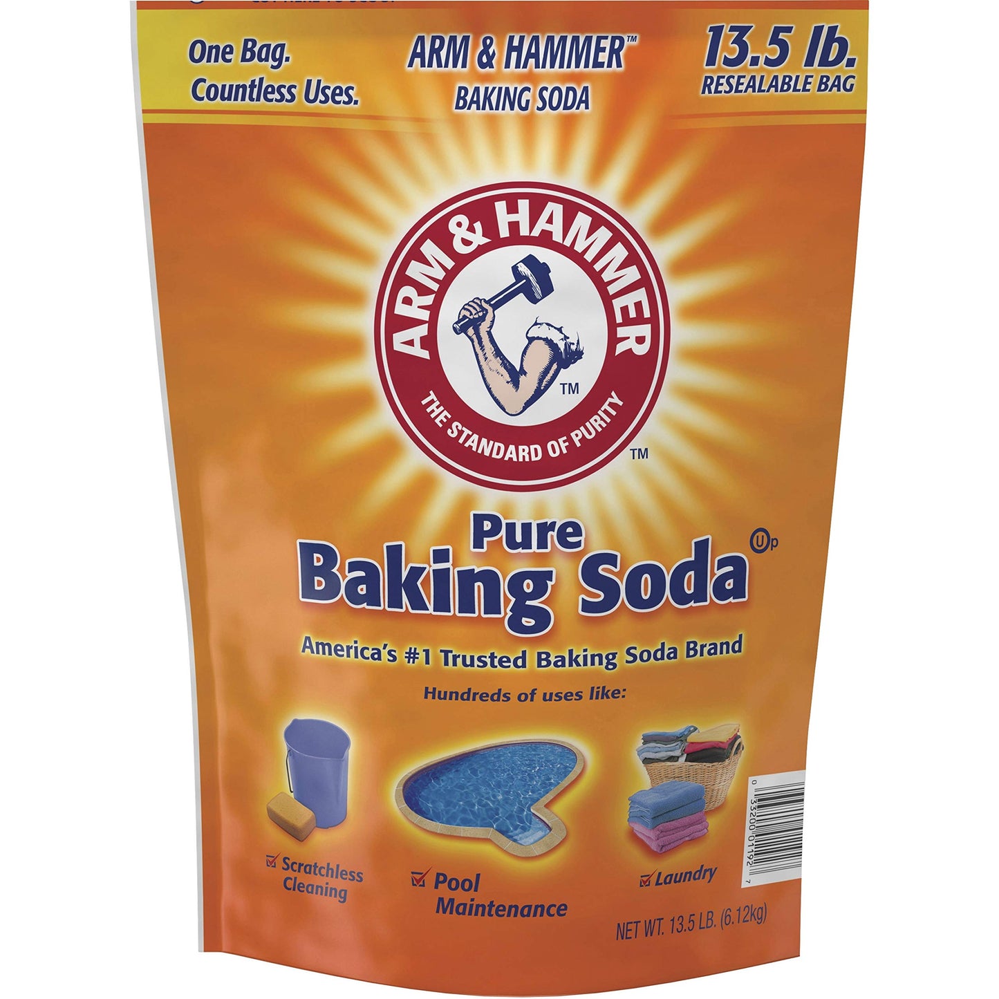 Arm & Hammer, CDC3320001961, Pure Baking Soda, 4 / Box, Orange