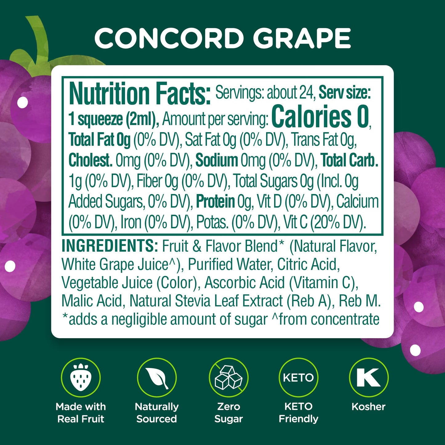 Stur Liquid Water Enhancer | Concord Grape | Naturally Sweetened | High in Vitamin C & Antioxidants | Sugar Free | Zero Calories