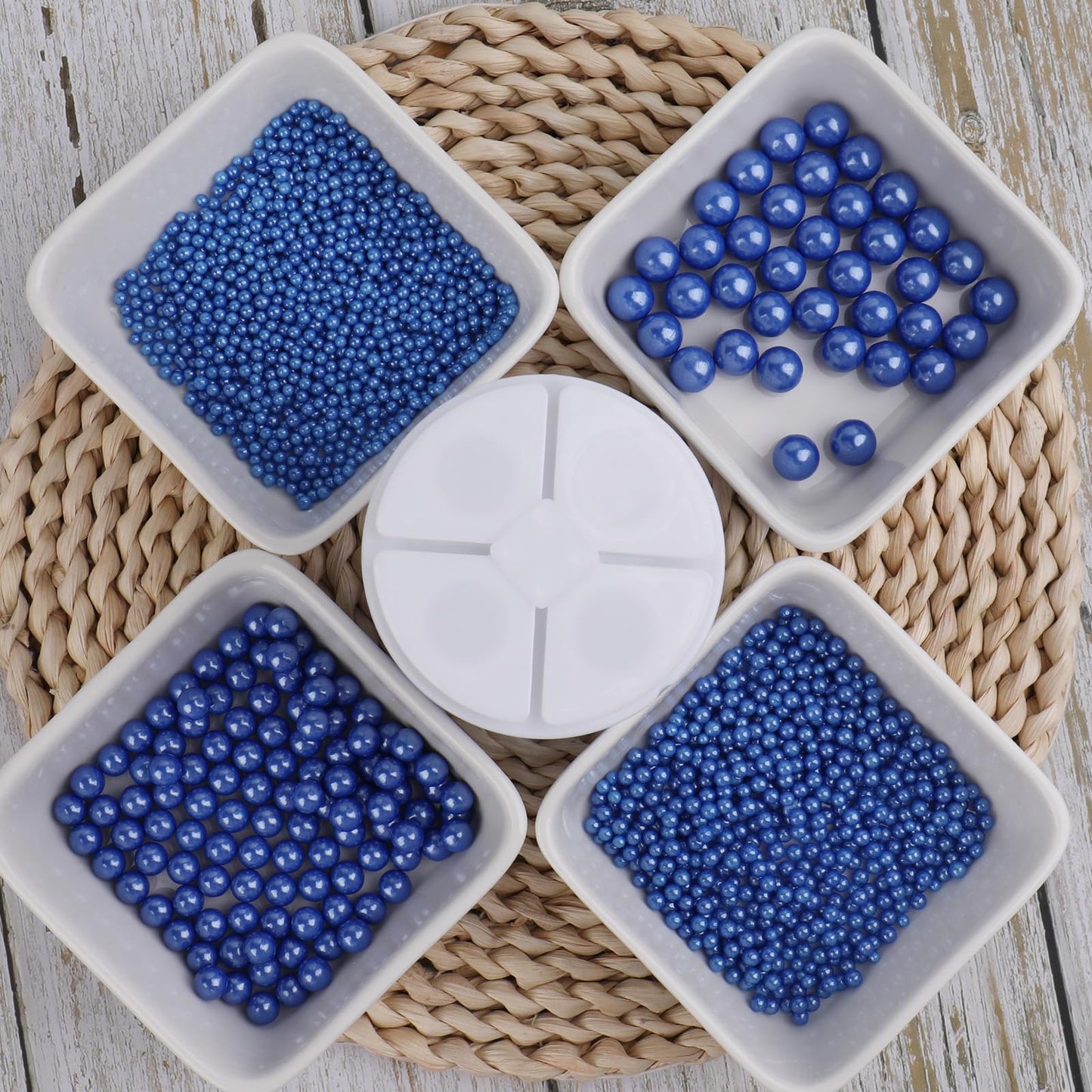 Sprinkles For Cake Decorating, Blue Pearl Sprinkles 4 Sizes Mix For Cake Cupcake Cookie Baking Donuts Ice Cream Toppings