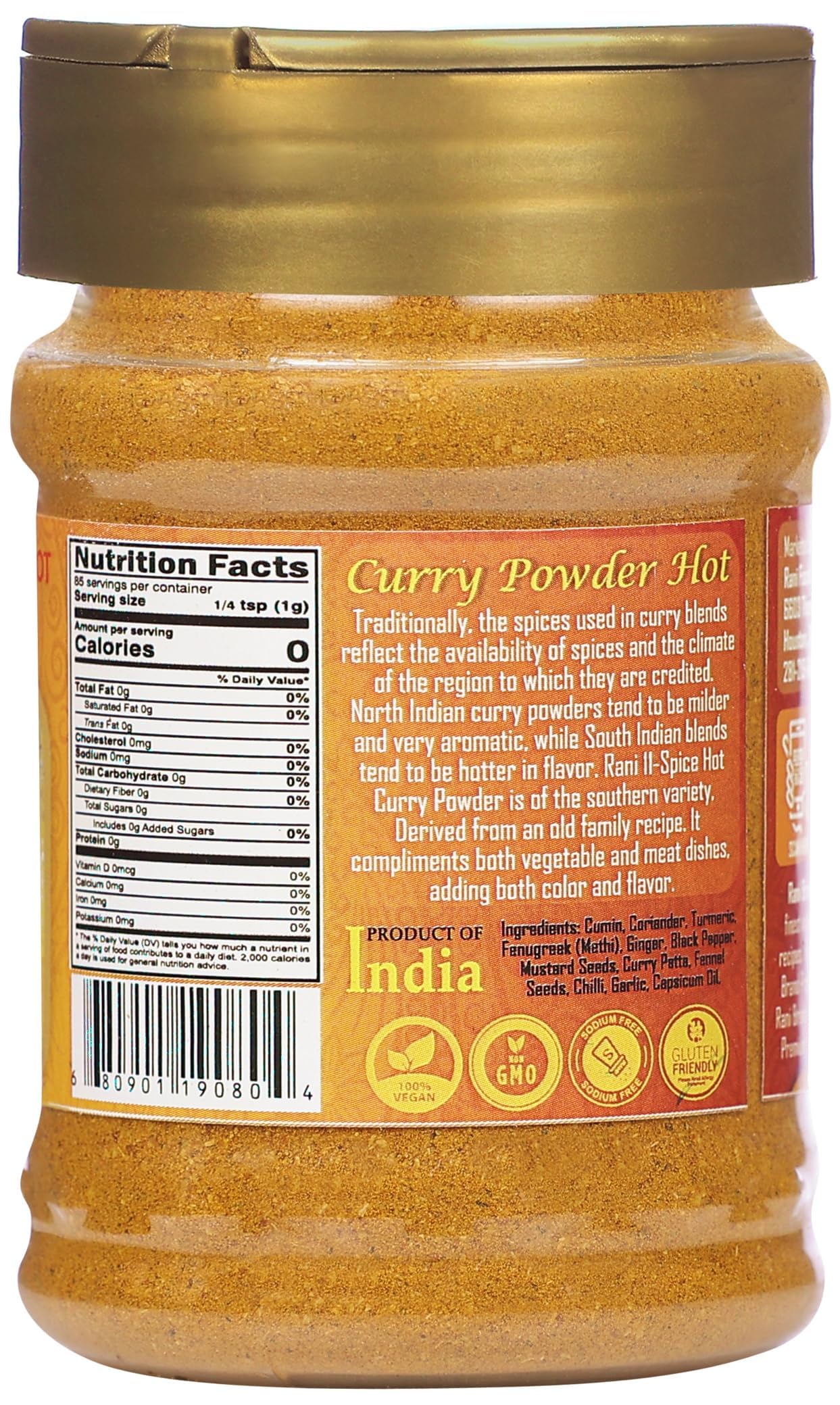 Rani Curry Powder Hot (11-Spice Authentic Indian Blend) 3Oz (85G) Pet Jar, Pack Of 12 ~ All Natural | Salt-Free | Vegan | No Colors | Gluten Friendly | Non-Gmo | Kosher | Indian Origin