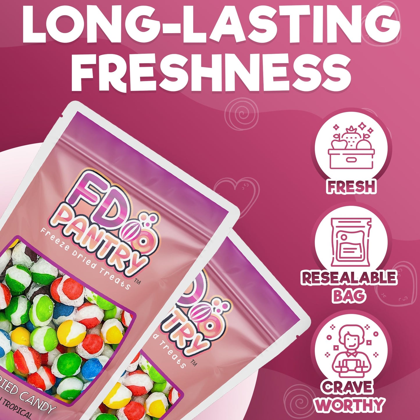 Freeze Dried Candy - 2 Pack Fruit Crunch Tropical 4 Oz - Assortment Variety Flavors Bag Pouch - Ideal Gift Snack 4Oz 2 Count Gif