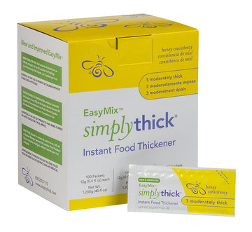 SimplyThick EasyMix | 100 Count of 12g Individual Packets | Gel Thickener for those with Dysphagia & Swallowing Disorders | Crea