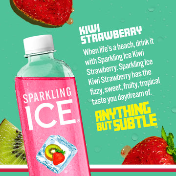 Sparkling Ice, Kiwi Strawberry Sparkling Water, Zero Sugar Flavored Water, With Antioxidants And Vitamins, Zero Sugar, 17 Fl Oz