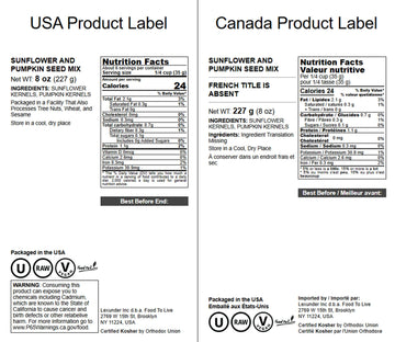 Food to Live Sunflower and Pumpkin Seed Mix, 8 Ounces - Natural Snack, Rich in Protein, Perfect for Snacking, Baking and Salads,