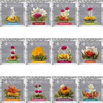 Teabloom Flowering Tea - 12 Unique Varieties Of Blooming Tea Flowers - Hand-Tied Green Tea Leaves & Edible Flowers - 12-Pack Gif
