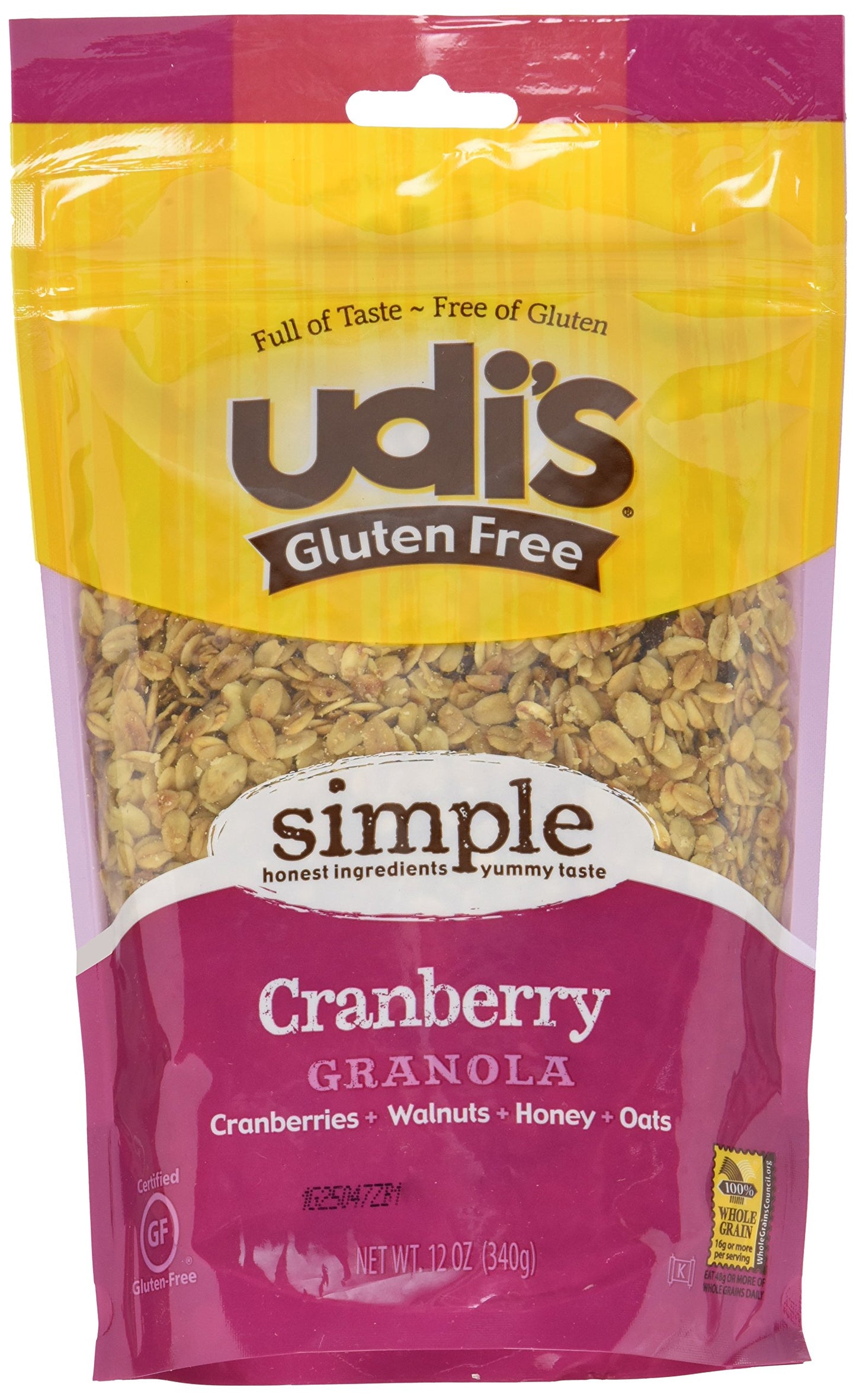 Udis Gluten Free Cranberry Granola, 12 Ounce - 6 Per Case.