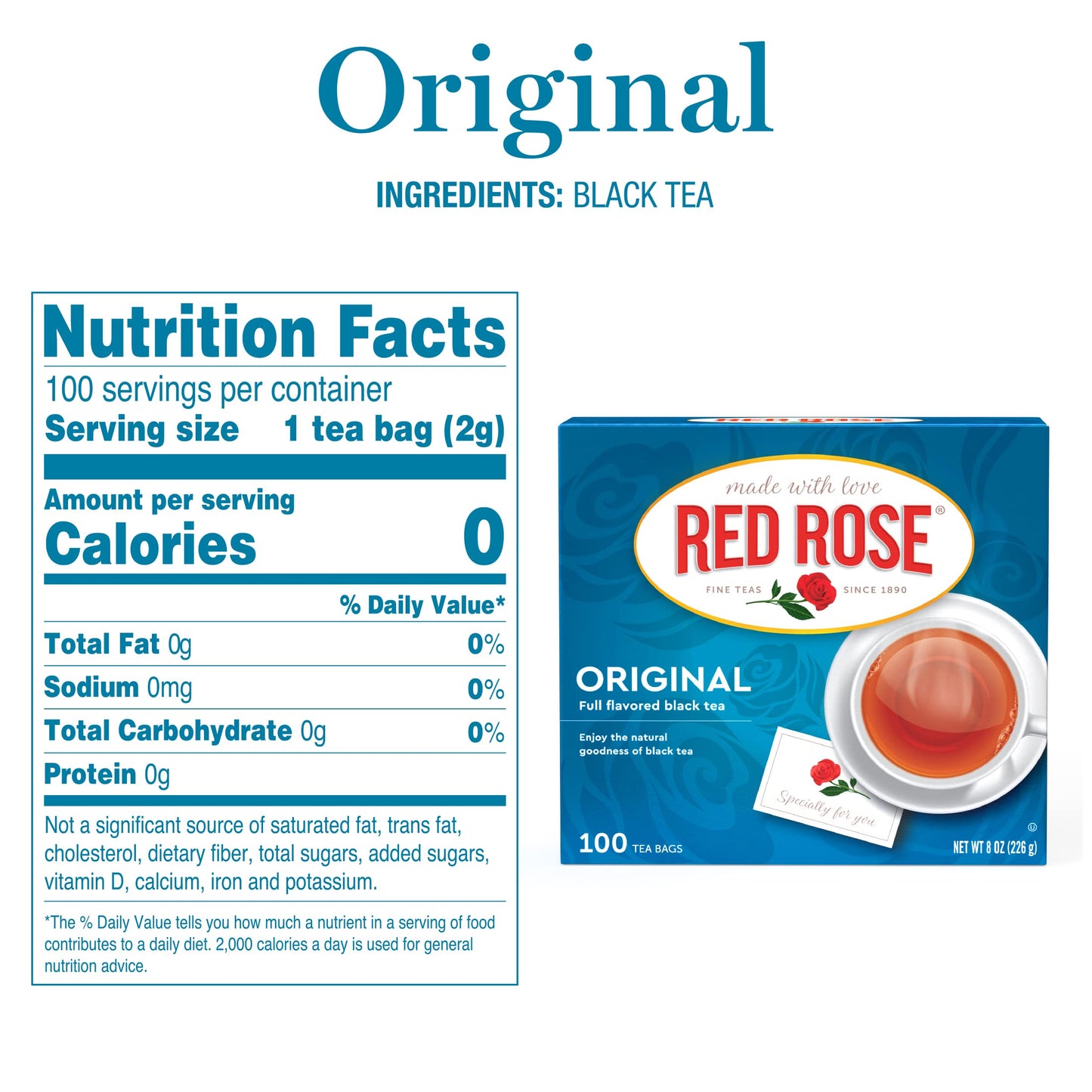 Red Rose Original Flavor Tea Bags, 100 Count (Pack of 4)