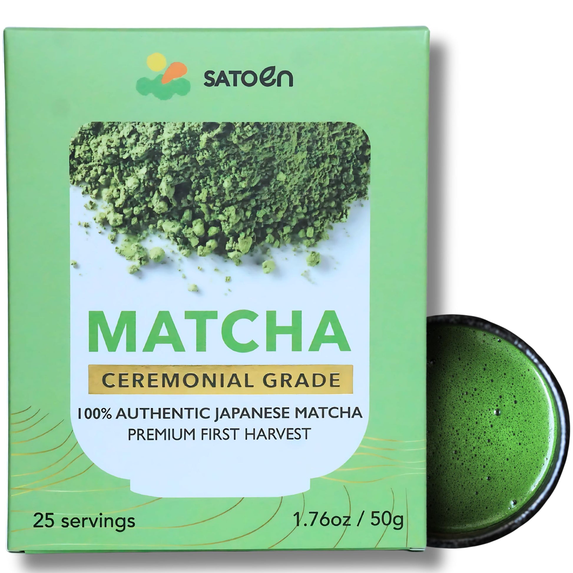 Satoen Authentic Japanese Ceremonial Grade Matcha Powder - Ceremonial Matcha Green Tea Powder from 100% Spring Premium First Har