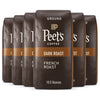 Peet'S Coffee, Dark Roast Ground Coffee - French Roast 63 Ounces (6 Bags Of 10.5 Ounces)