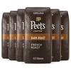 Peet s Coffee, Dark Roast Ground Coffee - French Roast 63 Ounces (6 Bags of 10.5 Ounces)