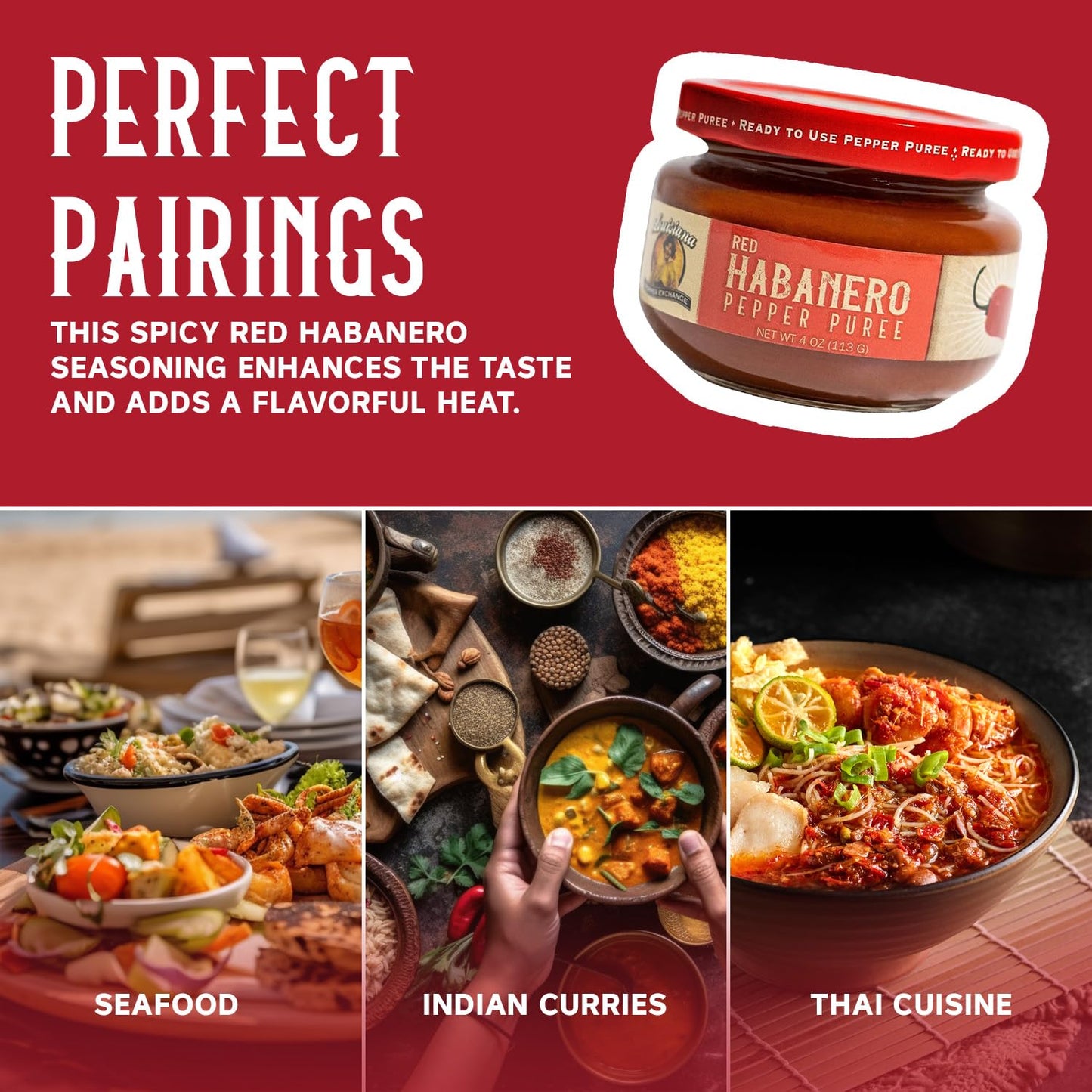 Red Habanero Pepper - Louisiana Pepper Exchange - Fresh Pepper Replacement (Red Habanero Pepper Puree) 1 Jar - Plant-Based, Glut