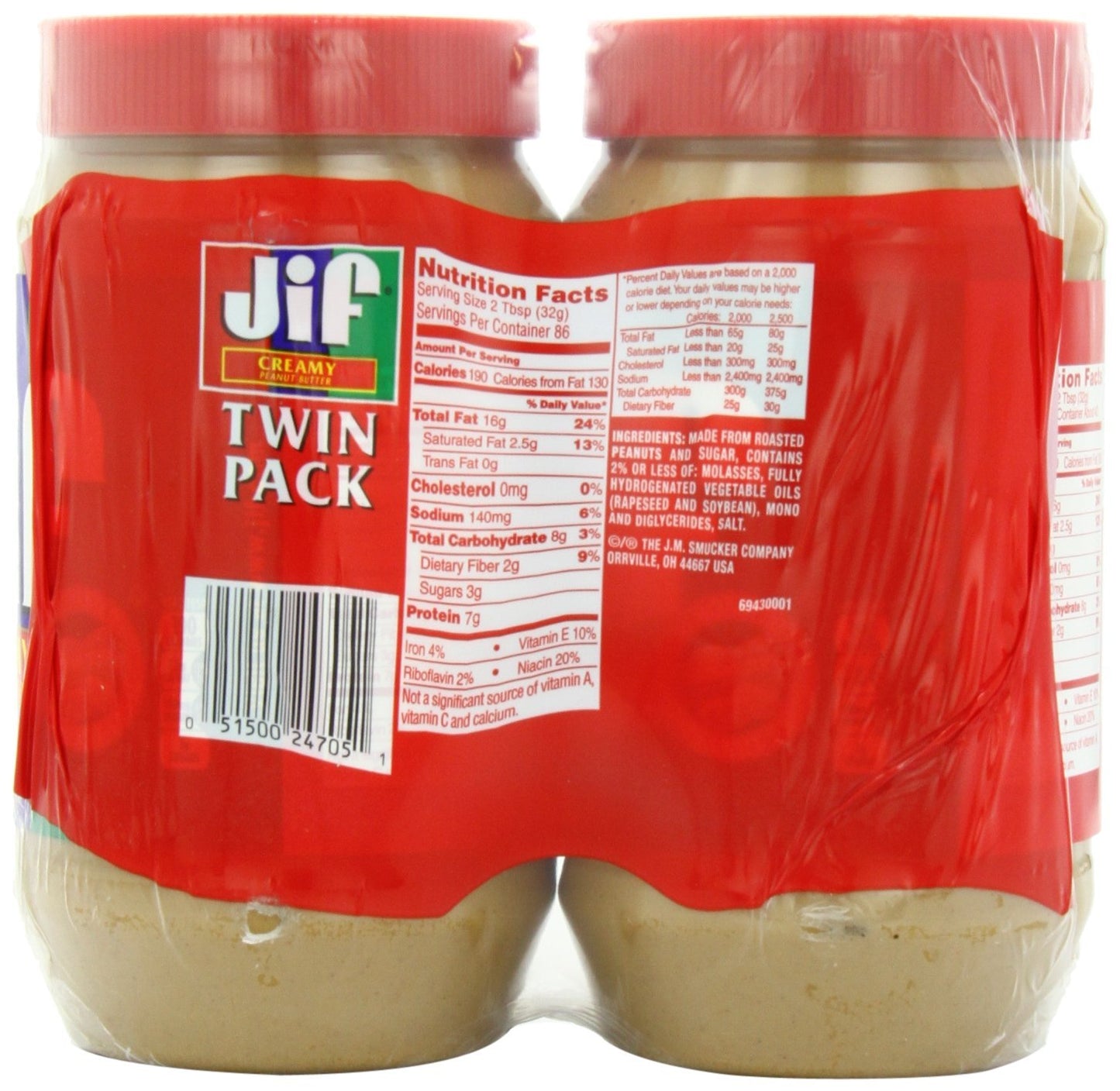 Jif Creamy Peanut Butter, 48 Ounce, 2 Count By Jif
