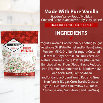 Hayden Valley Foods Flavored Covered Pretzel Variety Pack | 5 oz Bags (Pack of 3) | Chocolate Peppermint, Holiday Yogurt and Hot