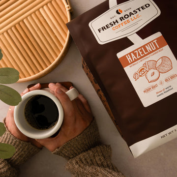 Fresh Roasted Coffee Decaf Hazelnut Flavored Whole Bean, Medium Roast, 5 lb (80 oz)