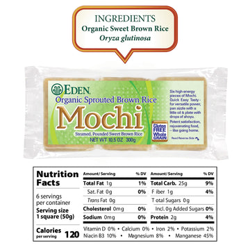 Eden Organic Sprouted Brown Rice Mochi, 100% Sprouted Whole Grain, Traditionally Made in Japan, 10.5 oz
