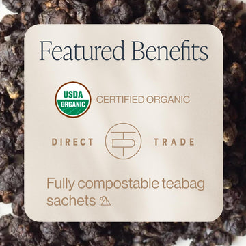 Rishi Tea Ruby Oolong Tea - Organic Caffeinated Sachets, 15 Count, Hot or Iced, Slow Baked Ball Rolled Oolong
