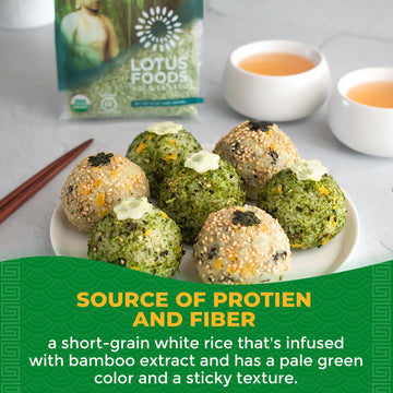 Lotus Foods Organic Jade Pearl Rice - Gluten Free Sushi Style Pearled Rice, Infused With Bamboo Extract, Vegan, Non Gmo, Use For