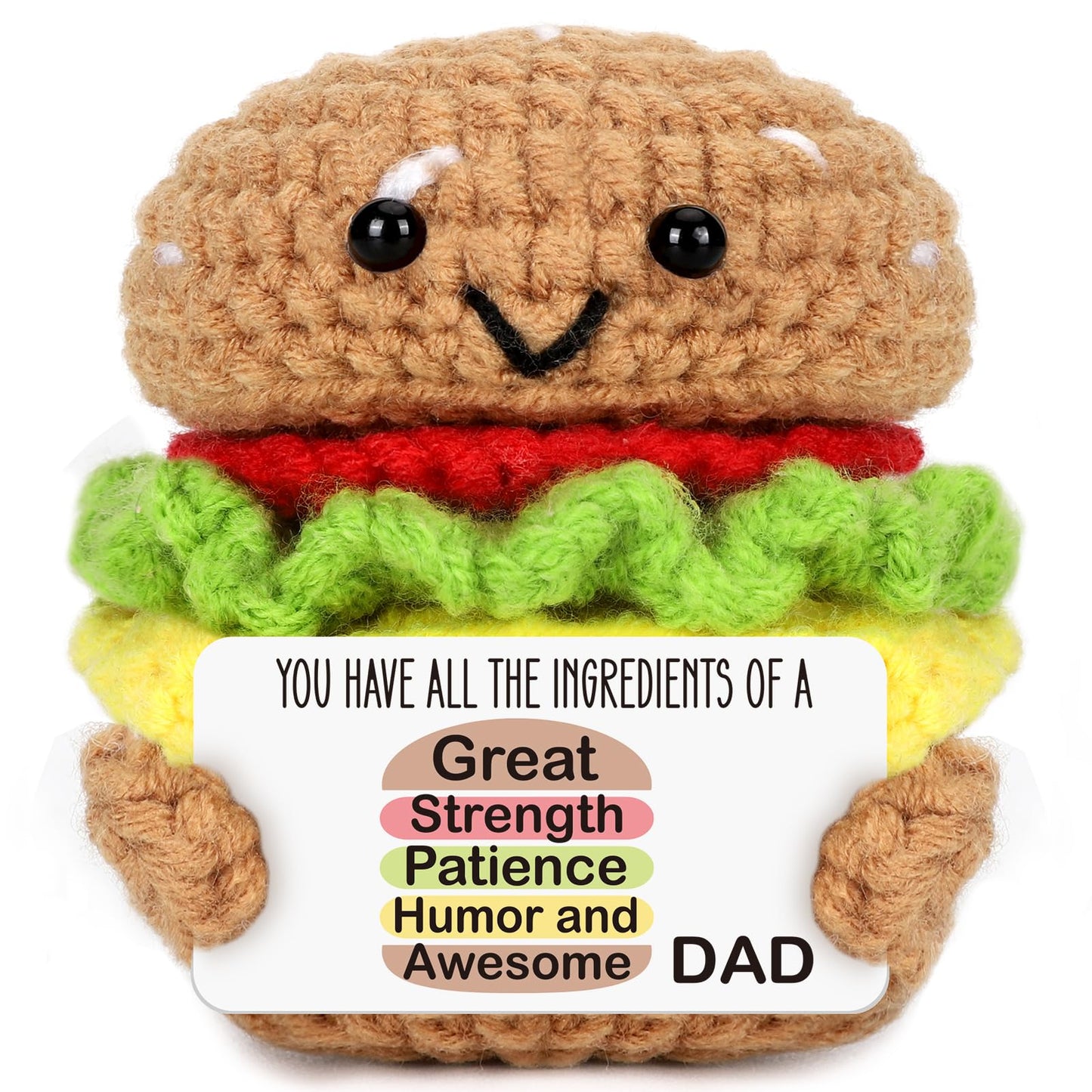 AVBODA Mini Dad Gifts for Birthday Christmas Handmade Crochet Burger for Father Hasband New Daddy Step Bonus Dad First Time Fath