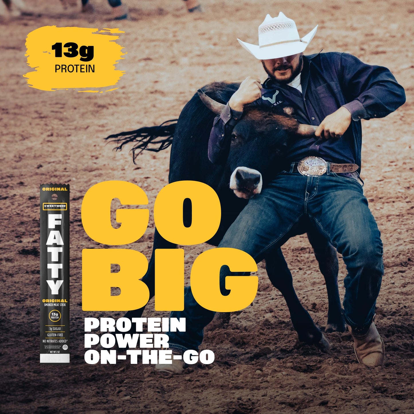 FATTY Meat Sticks, Grass Fed Beef & -Free Pork, 13g Protein, 2 oz. (Pack of 20), Barbeque Flavor