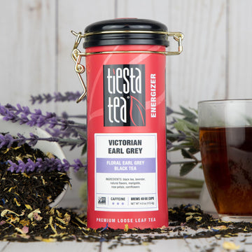Tiesta Tea - Victorian Earl Grey | Loose Leaf | Floral Earl Grey Black Tea | Premium High Caffeinated Black Drink | Make Hot Or Iced | Brews Up To 50 Cups | 4Oz Refillable Tin
