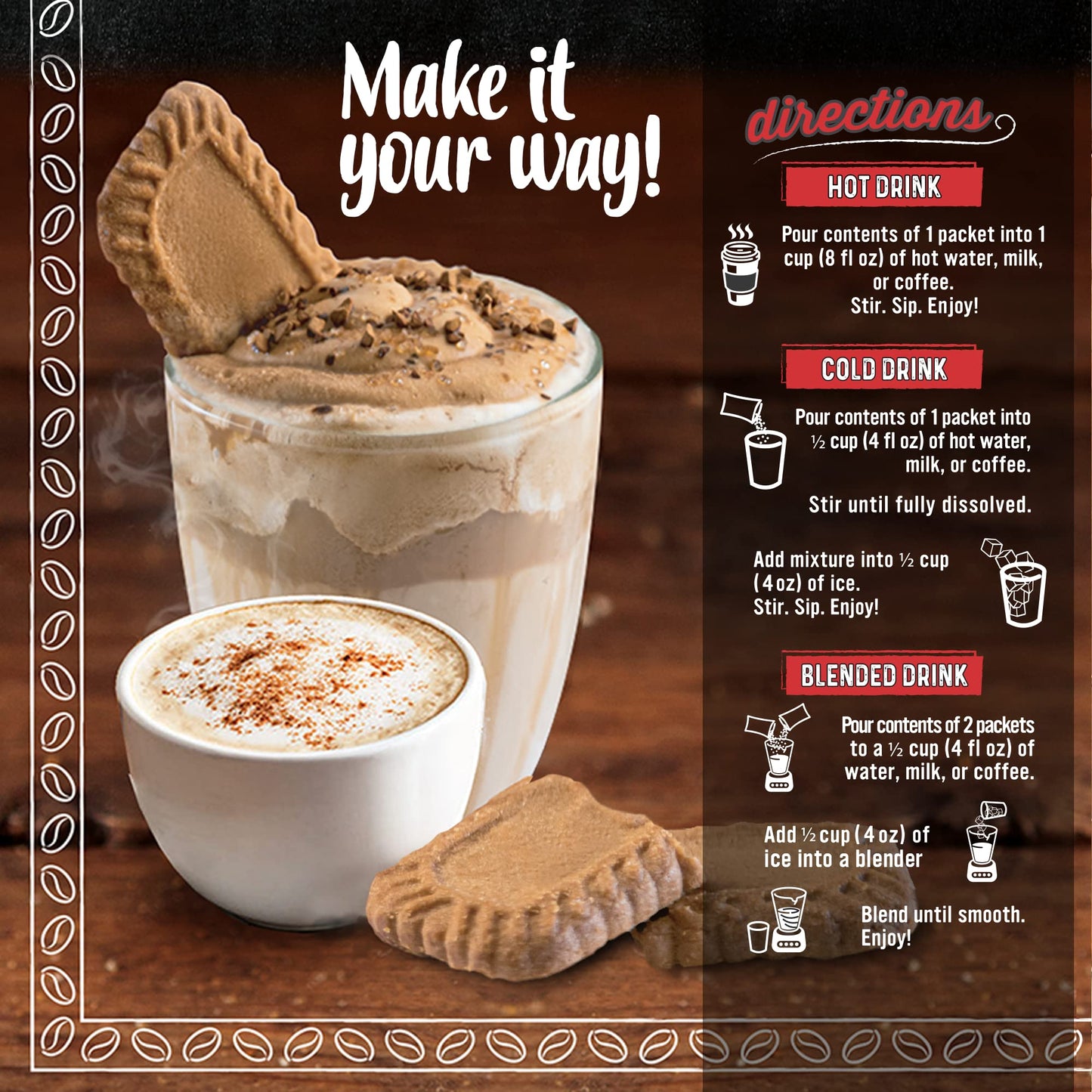 The Frozen Bean - Vanilla Bean Coffee Frappe & Latte Instant Mix With Arabica Coffee, Double Caffiene, Low Sugar - For Hot, Iced