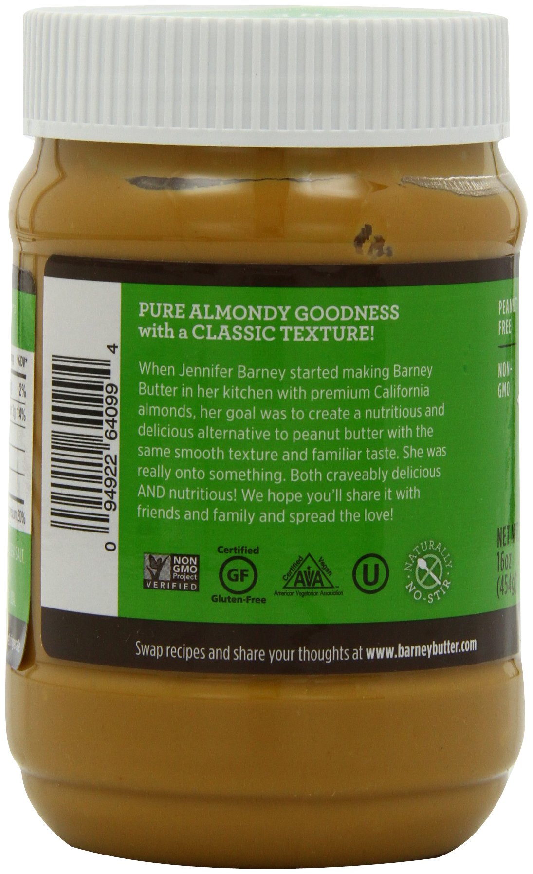 Barney Butter Almond Butter, Crunchy, 16 Ounce Jars (Pack of 3)