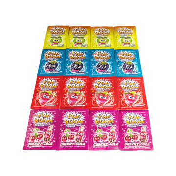 TILTAY POP BOOM Popping Candy - 4 Flavor Assortment, Strawberry, Cherry Cola, Green Apple, Blue Raspberry - 16 Packs, 5.28 Ounce