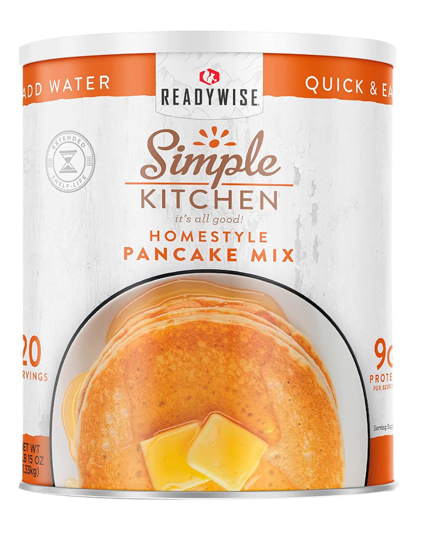 Readywise - Simple Kitchen, Pancake Mix, 20 Servings, Emergency Food Supply, Canned, Survival Food, Baking Supplies, Pancakes, A