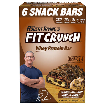 Fitcrunch Snack Size Protein Bars, Worlds Only 6-Layer Baked Bar, Just 3G Of Sugar & Soft Cake Core (6 Bars, Chocolate Chip Cook